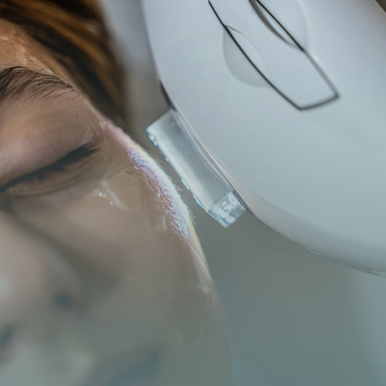 persona junto a maquinaria médica para hidratar