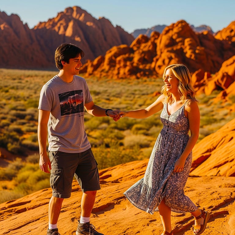 a man and woman holding hands and holding hands