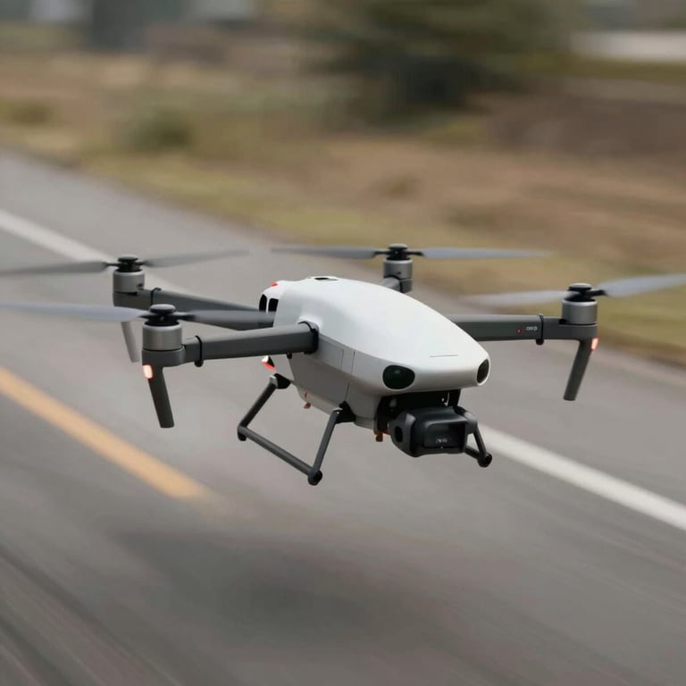 A high-speed capture of a logistics drone or transport vehicle, symbolizing rapid global fulfillment and modern technology.