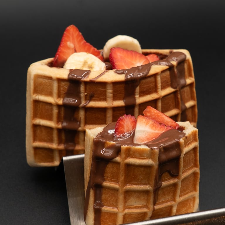 chocolate hazelnut stuffed waffle