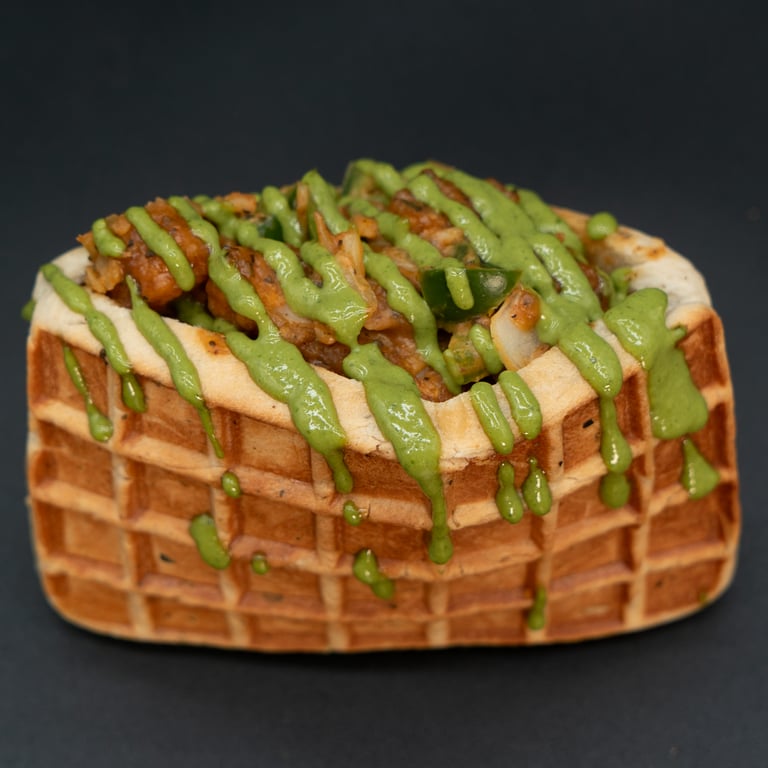 creamy cajun chicken stuffed waffle