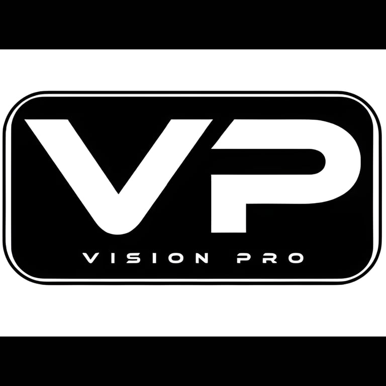 a black and white logo with the words vision pro