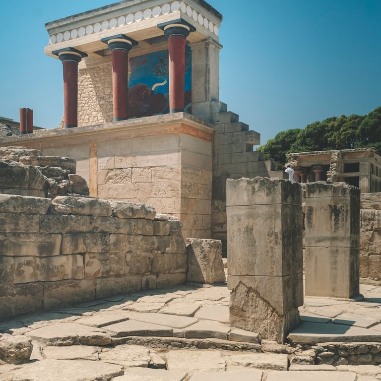 Ruins of the ancient Minoan palace at Knossos in Crete