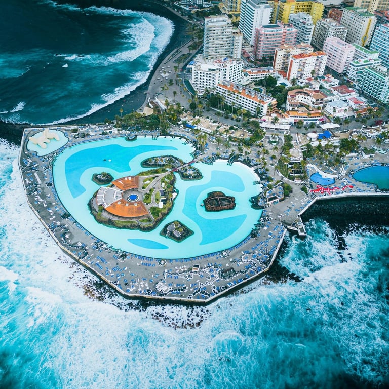 Lago Martiánez seawater pools with ocean views in Tenerife