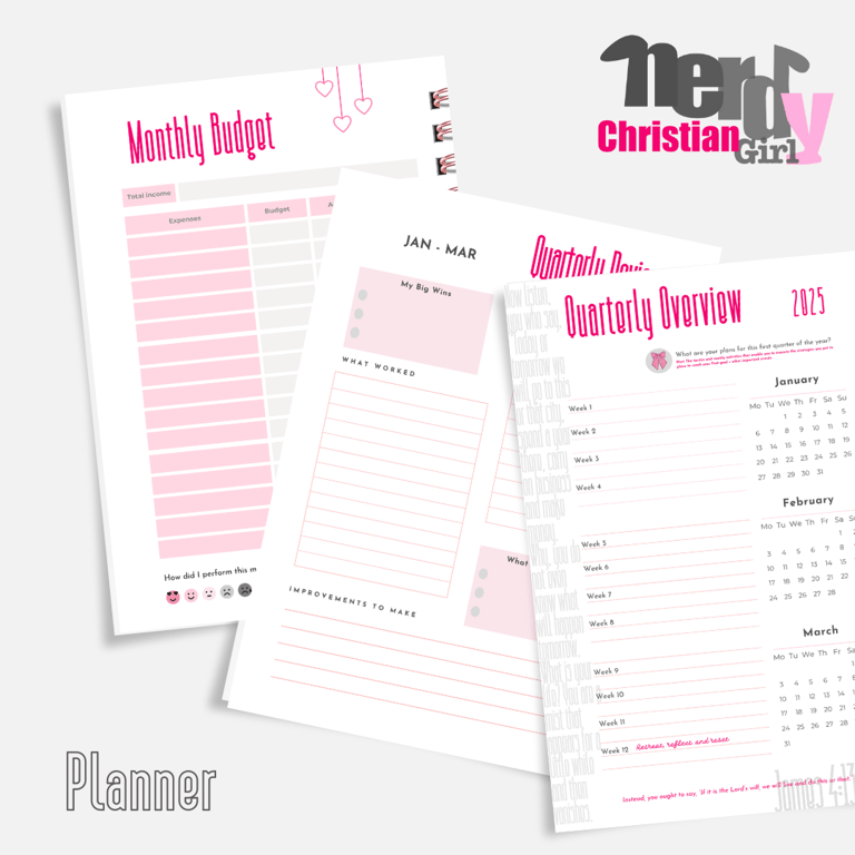 Pink girly planner inserts