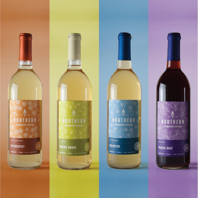 Flower pattern illustrations for wine packaging labels