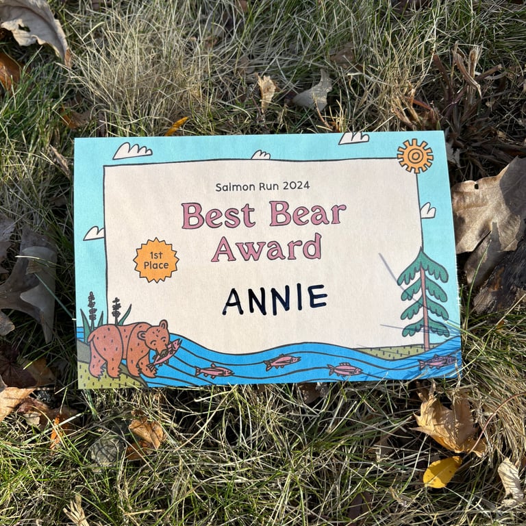 Best Bear Award 1st Place Certificate custom illustration