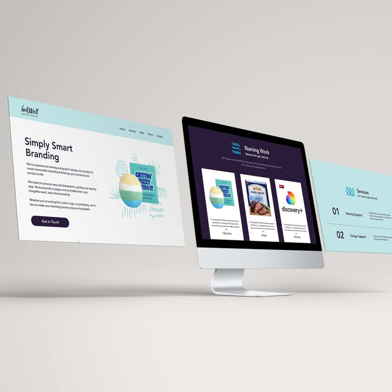 Screens for a website design project