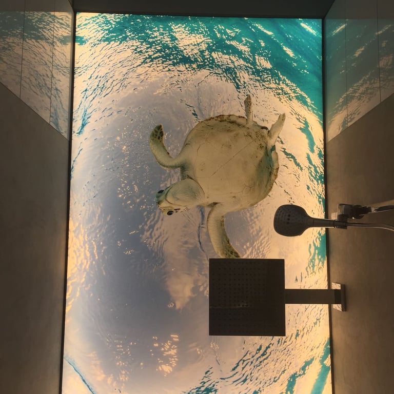 bedruckte-lichtdecke-mit-schildkroitenmotiv-in-dusche