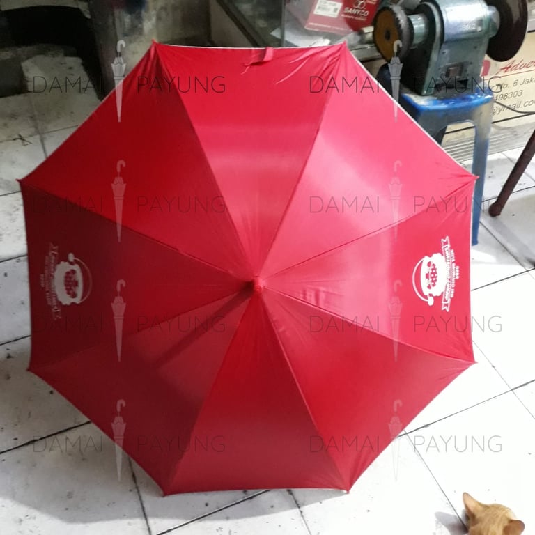 Payung promosi polos tongkat merah silver GKI atas