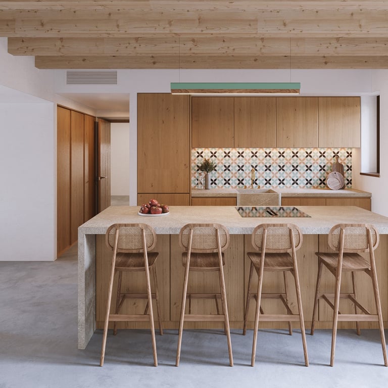 renders mallorca interior cocina Son Servera