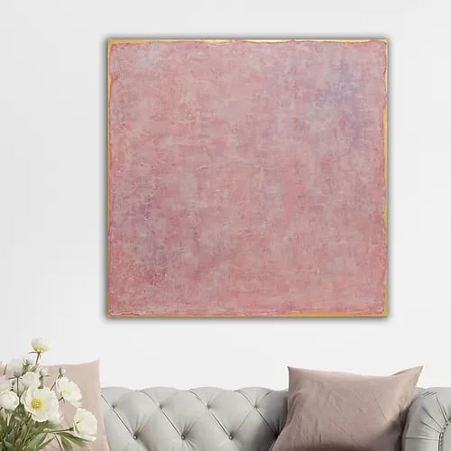 Natalia Prutski art, original pink gold abstract painting