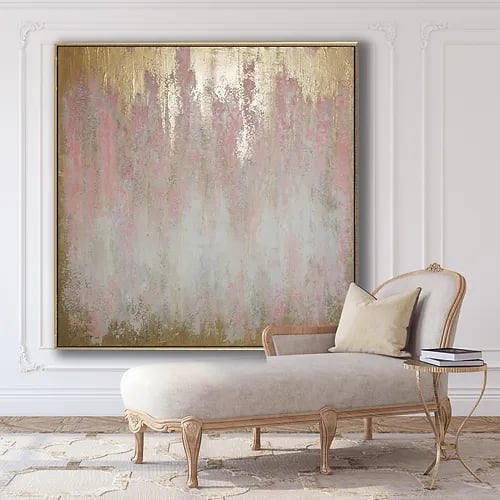 Natalia Prutski Art, pink gold abstract art painting