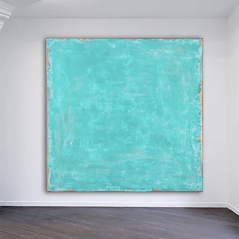 Natalia Prutski Art, original blue green abstract painting