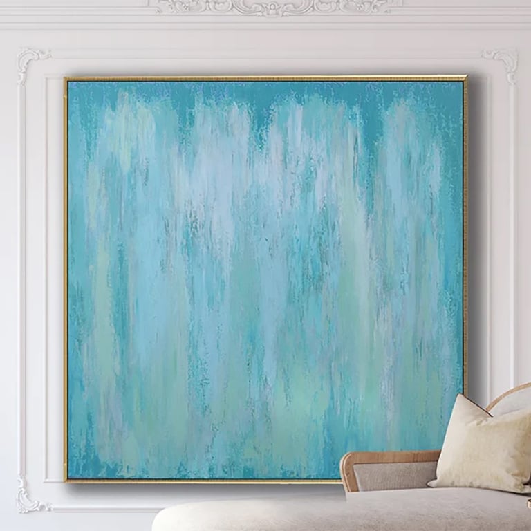 Natalia Prutski Art, original blue green abstract painting
