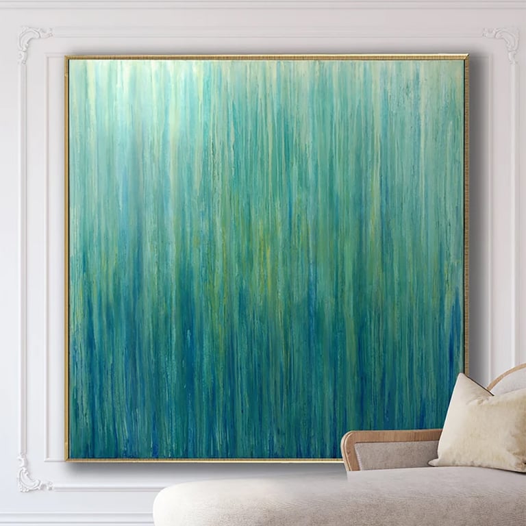 Natalia Prutski Art, original blue green abstract painting