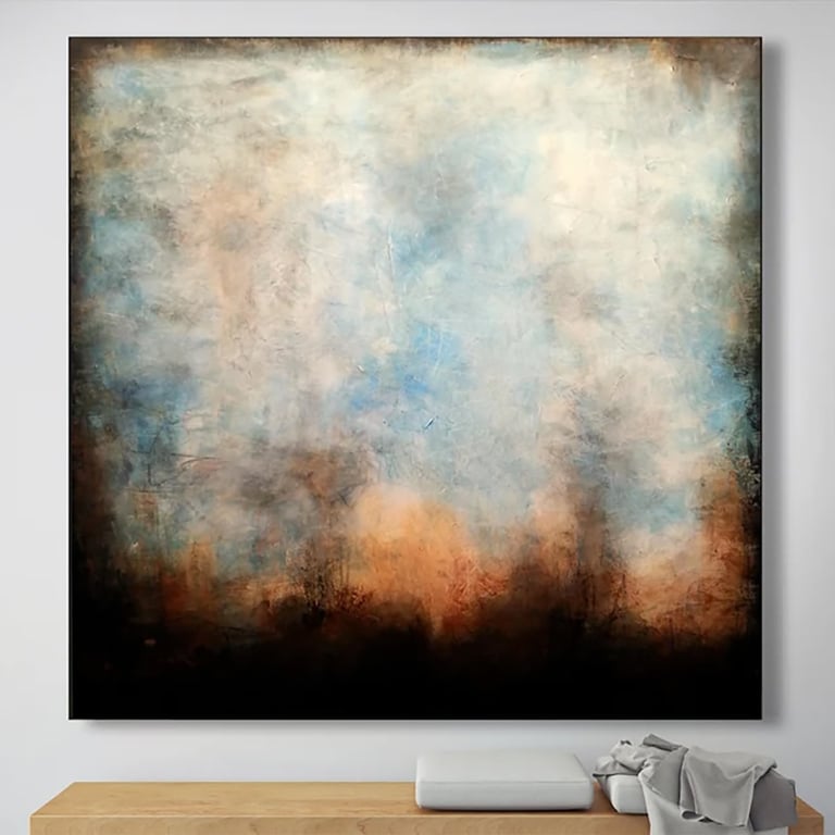 Natalia Prutski Art, original blue gray abstract painting