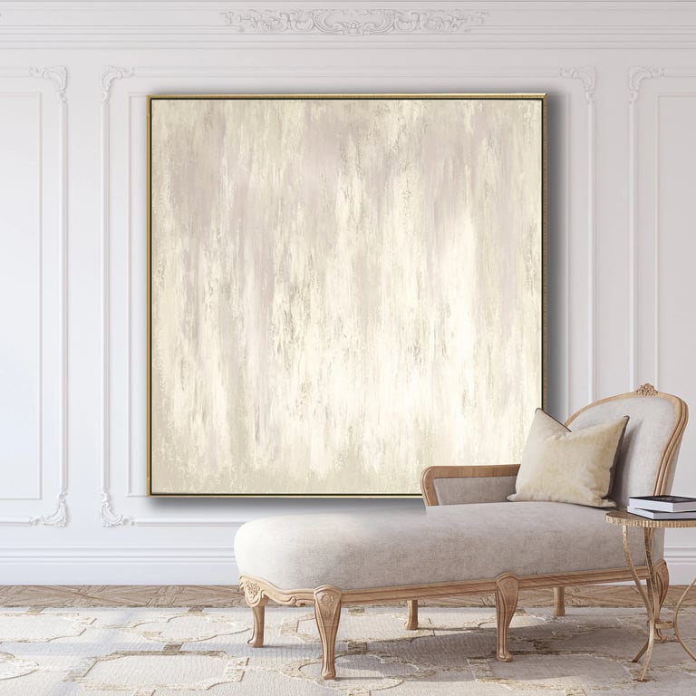 Natalia Prutski art, original white gold abstract painting