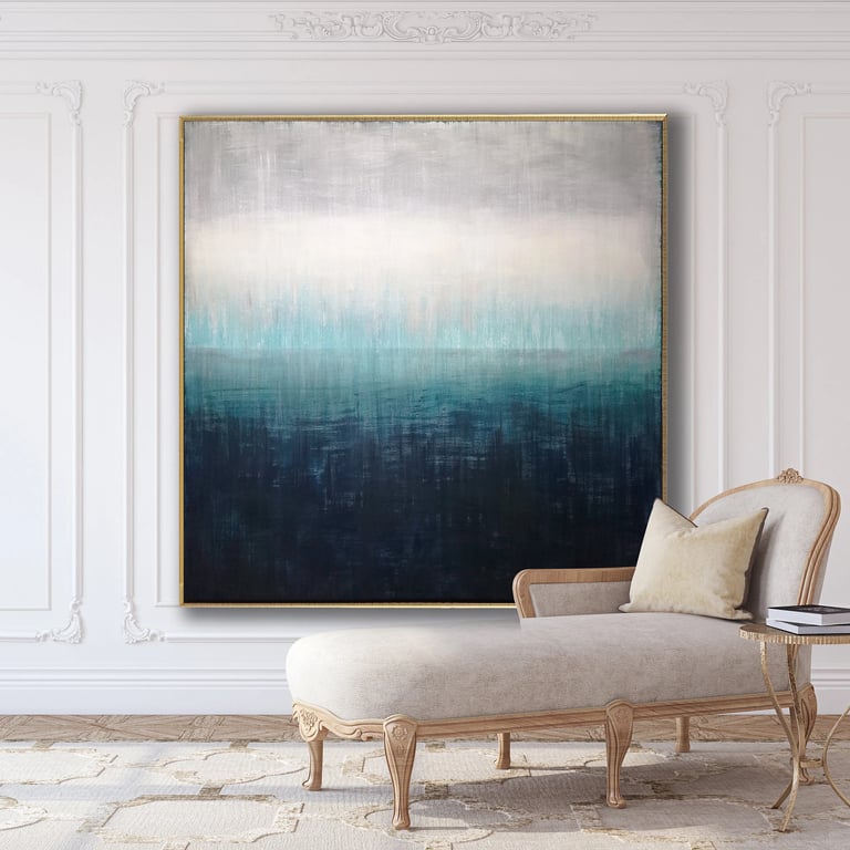 Natalia Prutski Art, original blue green gray abstract painting