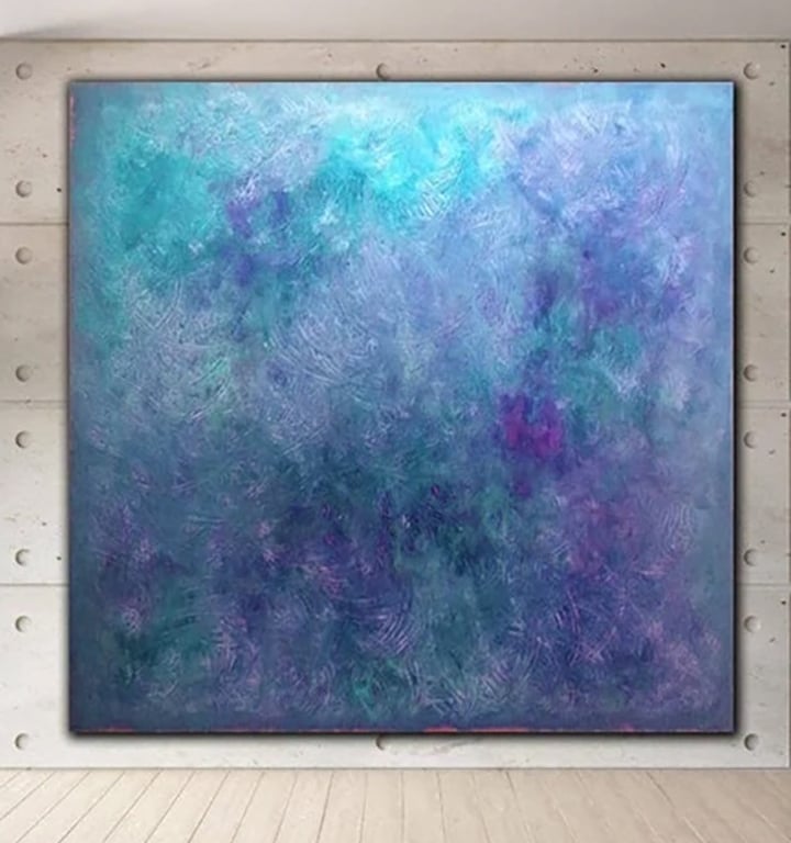 Natalia Prutski Art, original purple green abstract painting