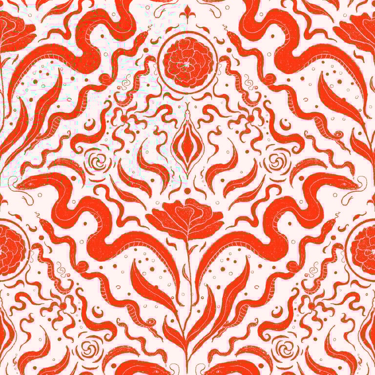 patron serpiente y flores