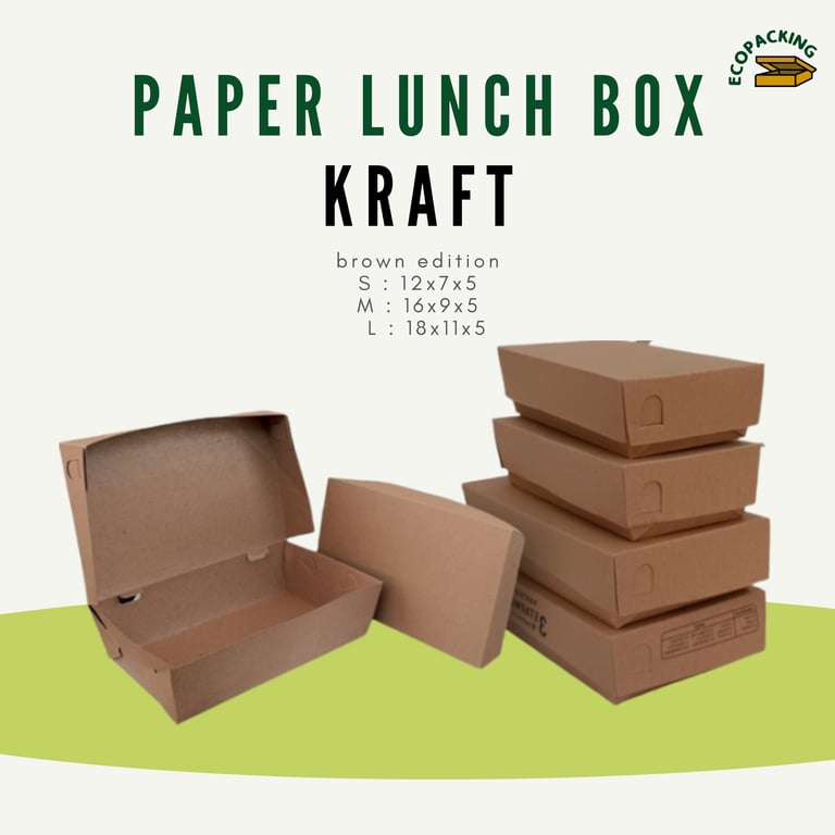 paper lunch box kraft berbagai ukuran - ecopacking