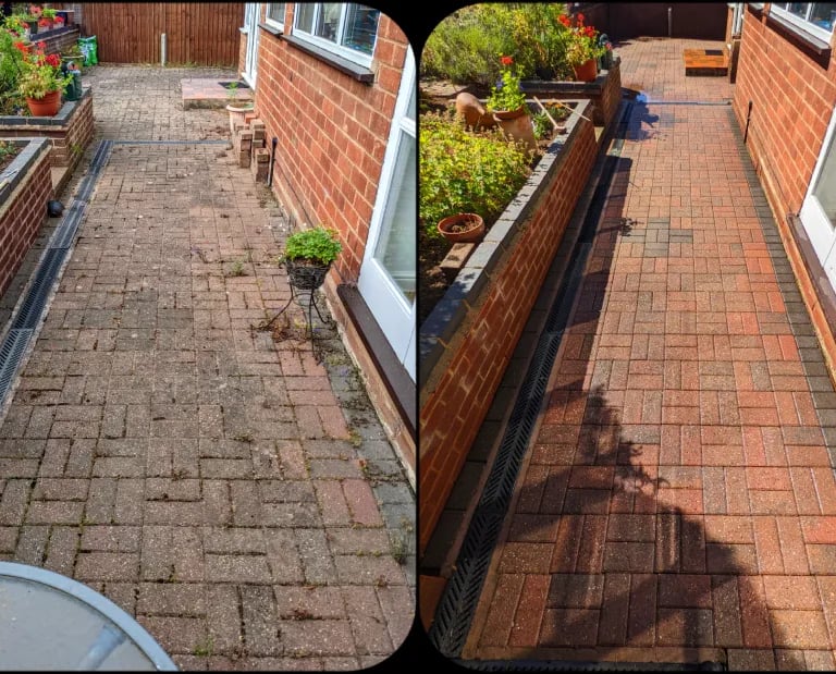 before and after pressure washing