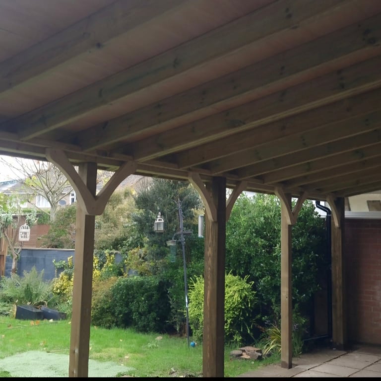 timber lean-to with steel roof