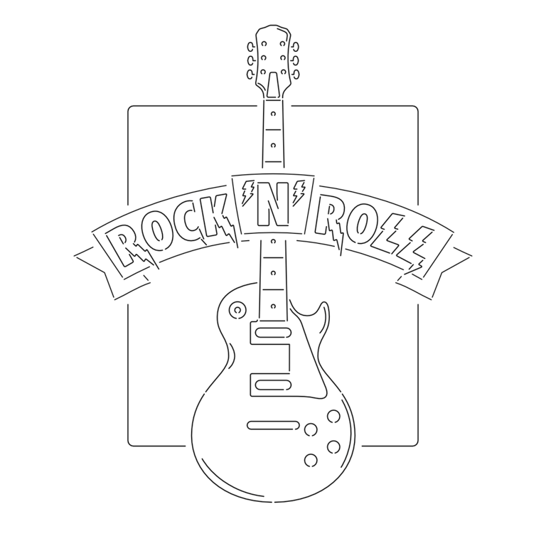Rock'N'Roll guitar neon sign line work