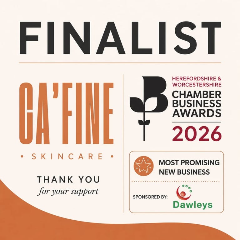 Ca'Fine Skincare, finalist for Most Promising New Business at the 2026 Chamber Business Awards.
