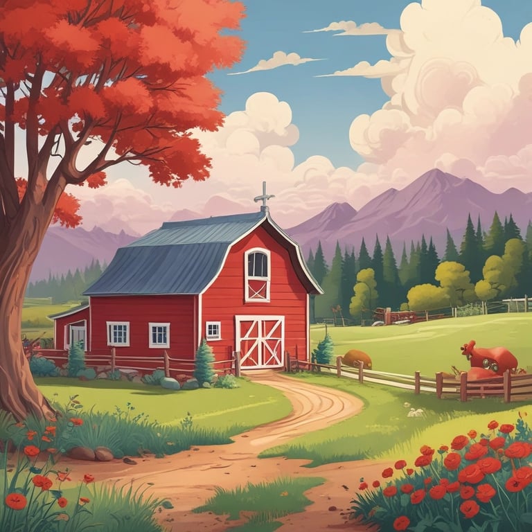 A red palmetto barn similar to the one where the team works at Reach One Media