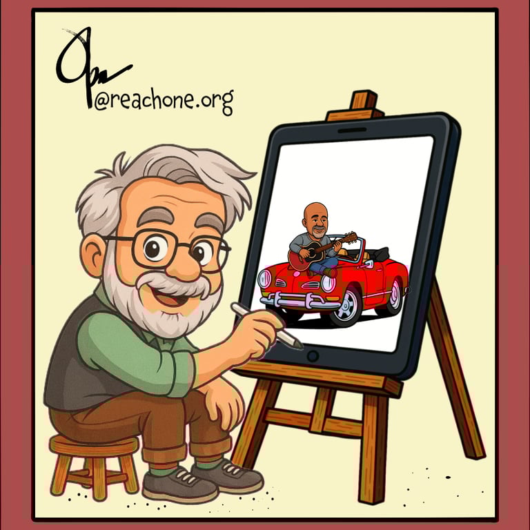 Opa at his easel drawing street scenes in Charleston