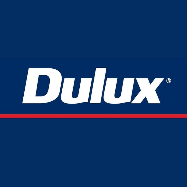 a duluxx logo on a blue background