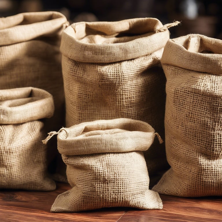 a pile of bags of coffee beans and coffee beans