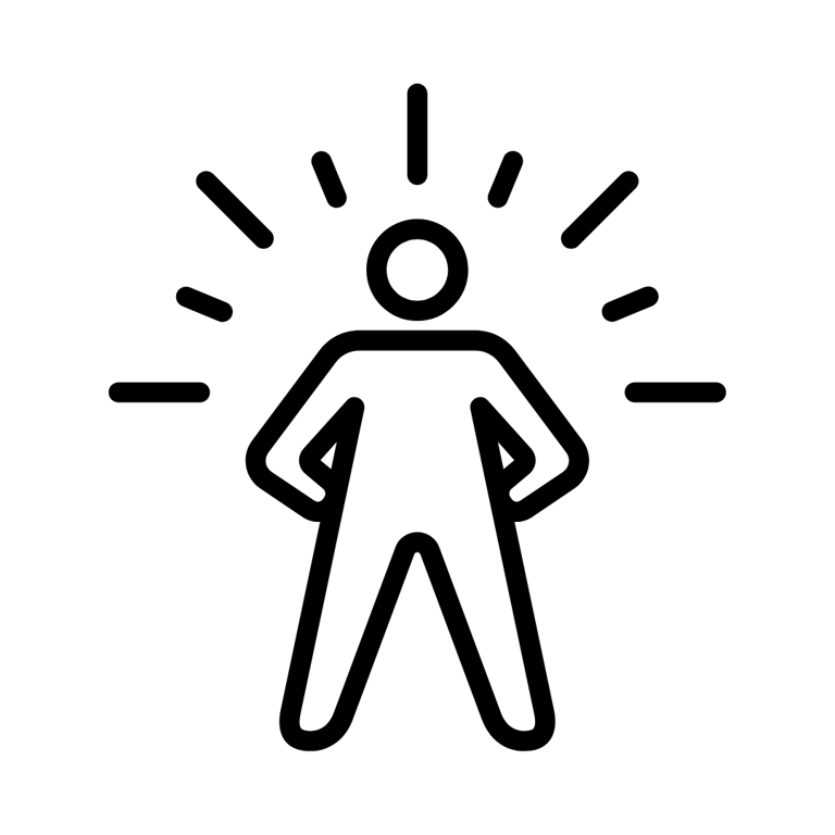 a man boasting/beaming