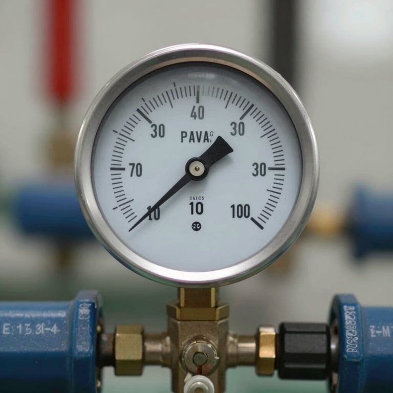 Close-up of a pressure gauge on an industrial cleaning system, emphasizing technical reliability.