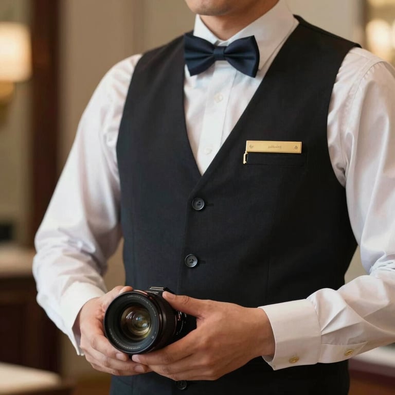 Close-up of high-end concierge services in a luxury hotel, showcasing professional hospitality.