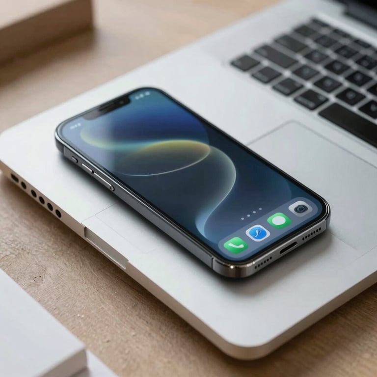 Modern electronics, including a smartphone and a laptop, being wrapped in protective gear for secure shipping.