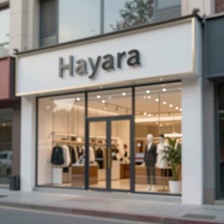 A modern storefront in a premium commercial area of Haryana, clean glass front, high-end commercial appeal.