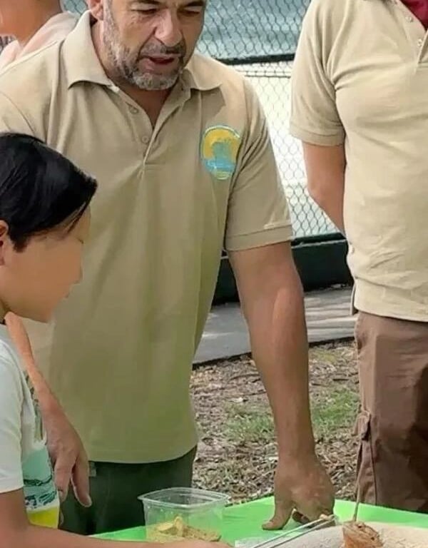 Niños tocando pitón bola y dragón barbado en fiesta infantil con animales exóticos CDMX – Ecozooo Party