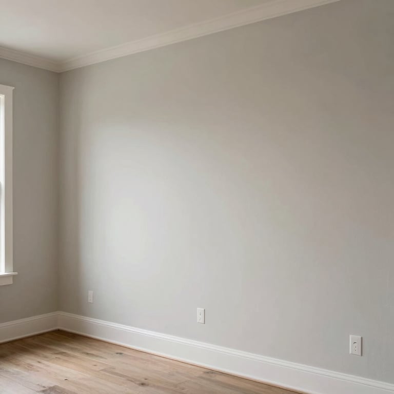 The final result: a beautifully painted, smooth interior wall in a North American / US home, reflecting modern design and precision.