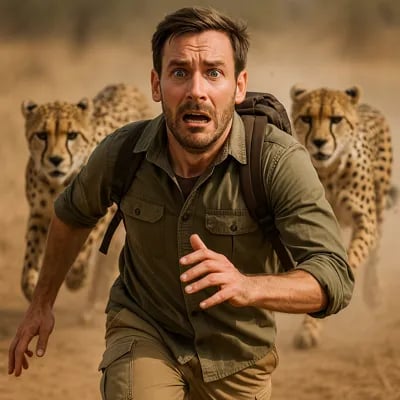 Transformation avec IA :scène de poursuite