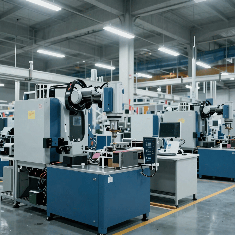 A focused professional engineer in a modern East Asian / Chinese industrial facility inspecting a mechanical component.
