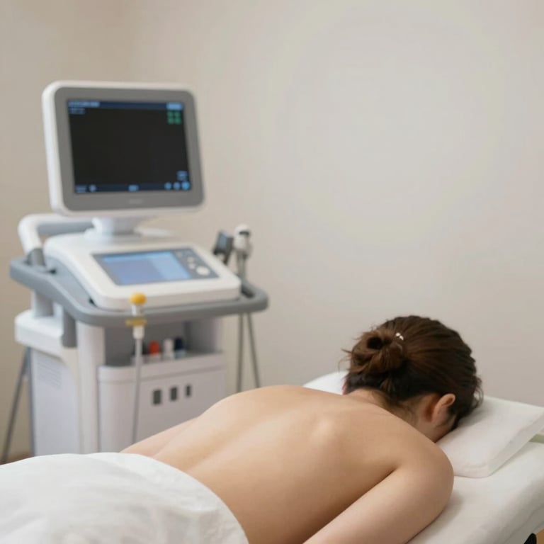 Detailed shot of therapeutic ultrasound equipment used for advanced physical therapy.