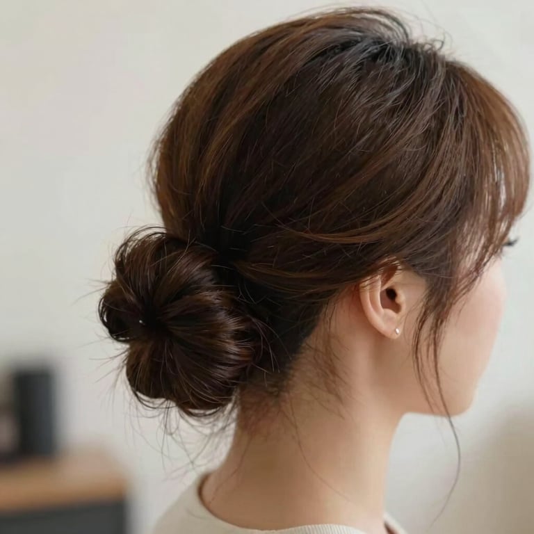 Close-up of elegant hair styling with soft focus and professional lighting.