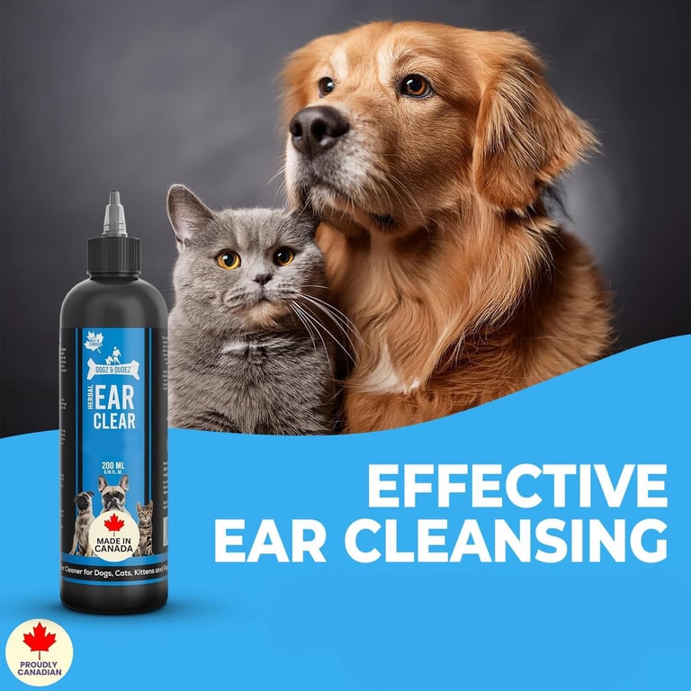 Dogz & Dudez Dog Ear Cleaner (Made in Canada) – Natural Herbal Ear Wash for Dogs & Cats