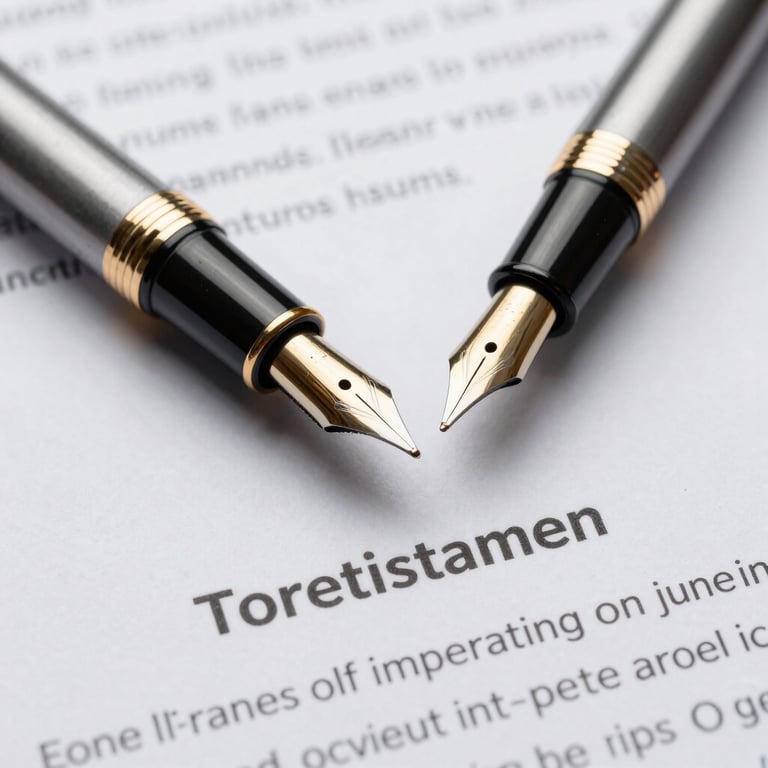 A detail shot of a high-end fountain pen resting on a financial contract, sharp focus, representing professional commitment.