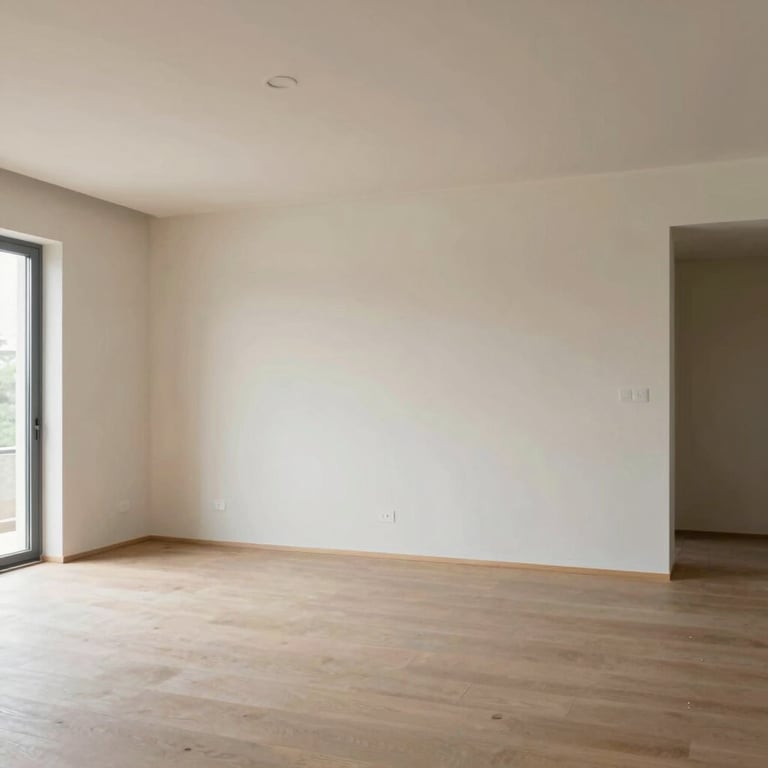 A wide shot of a completed renovation project in the Tarn, showing high-end plasterwork and coordinated painting.