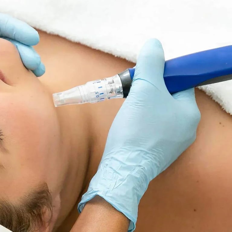 Microneedling treatment to stimulate collagen production and improve skin tone