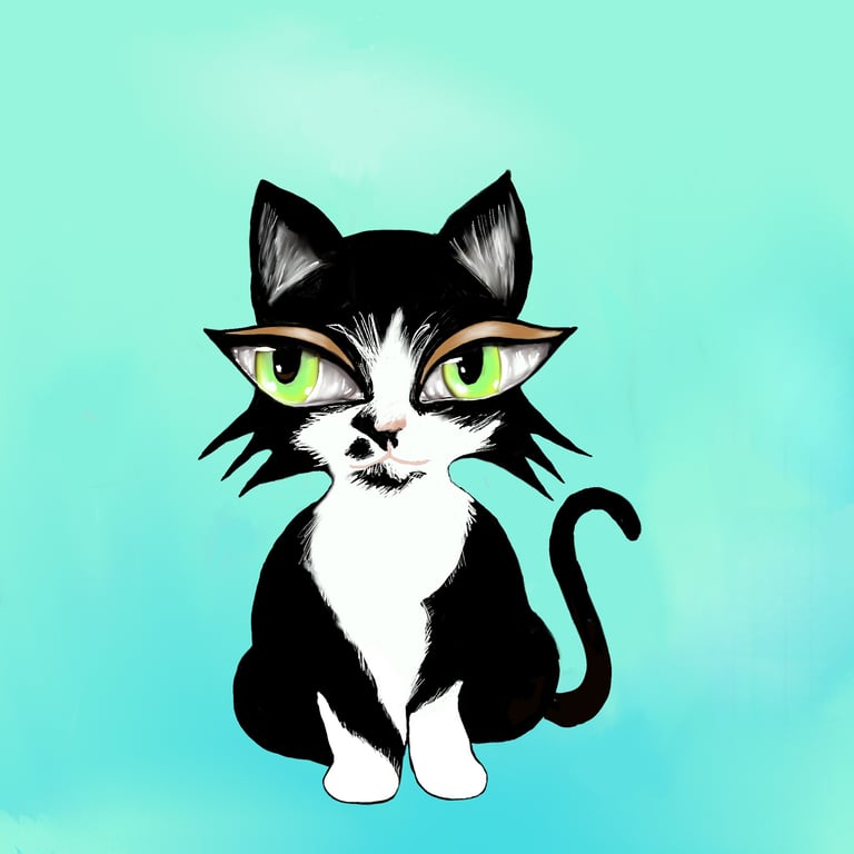 Hawa Cat contemporary cat art by Eve Hennessa